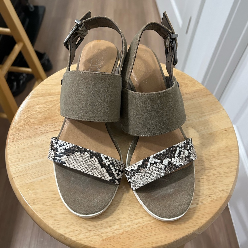 Elegant Olive and Snake Pattern Sandals